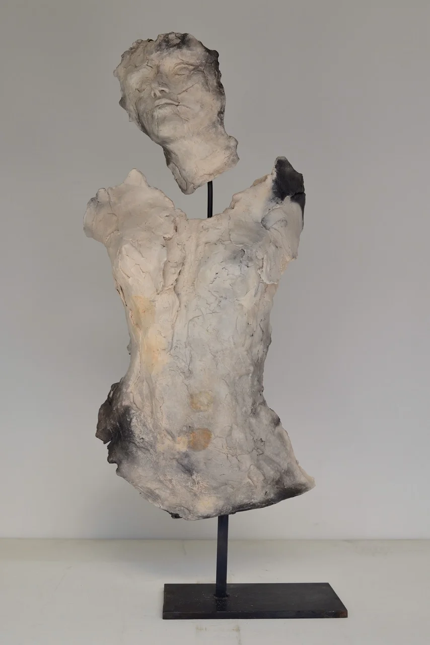 Sculpture terre cuite enfumée homme Dan Chavret